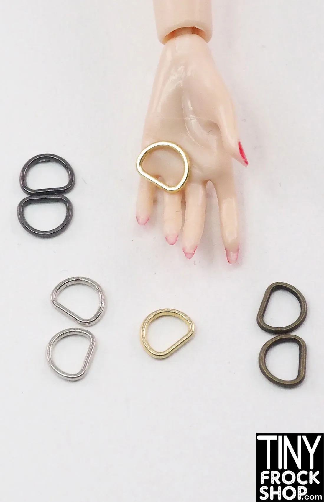 5MM - 12" Fashion Doll Mini Metal D Rings - Pack of 2 pieces