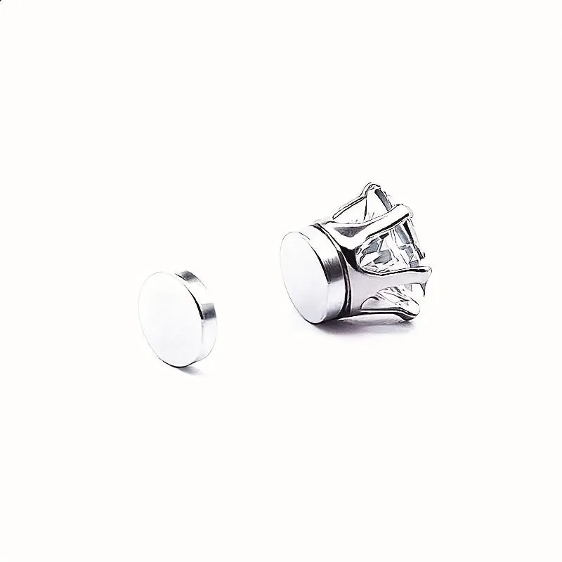 5Pairs CZ Magnetic Stud Earrings Silvery No Piercing Required
