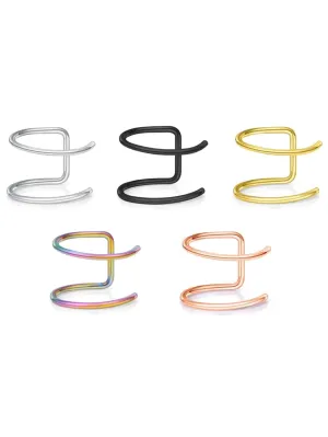 5Pcs Fake Piercing Nose Ring Lip Ring Earrings Stainless Steel Non Piercing Nose Ring Body Jewelry - Multicolor