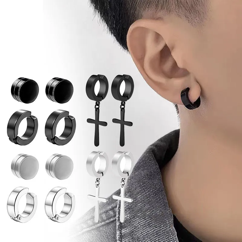 6Pairs Magnetic Stud Earings Stainless Steel for Men & Women