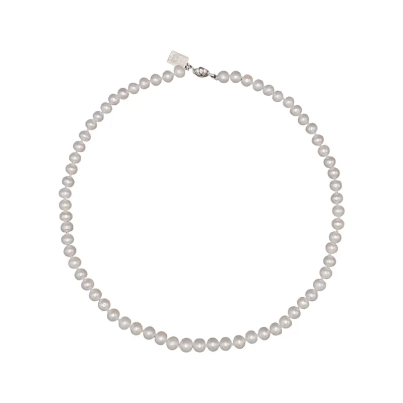 703-01-S | 7MM ROUND PEARL NECKLACE (WHITE)