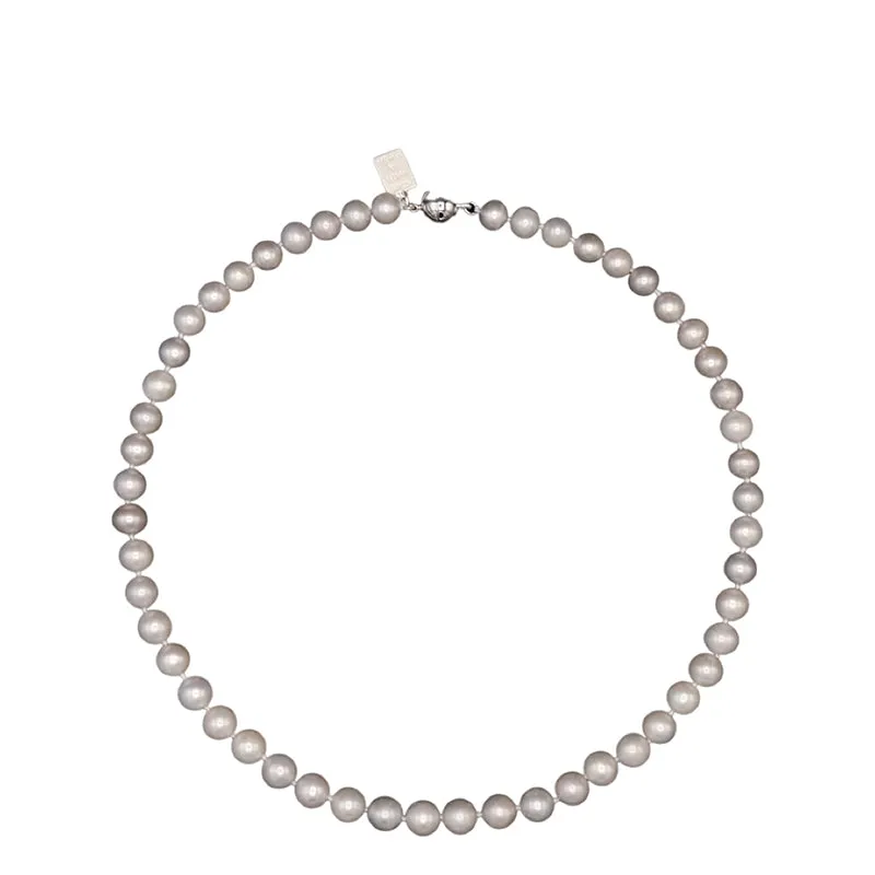 703-07-S | 7MM ROUND PEARL NECKLACE (GRAY)
