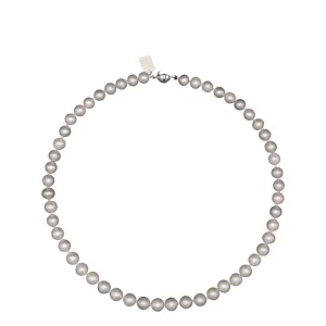703-07-S | 7MM ROUND PEARL NECKLACE (GRAY)