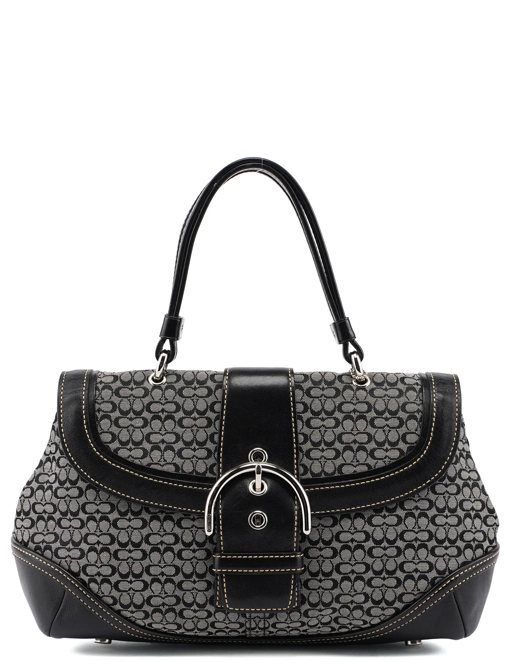 7078 Grey Signature C Soho Top Handle Bag