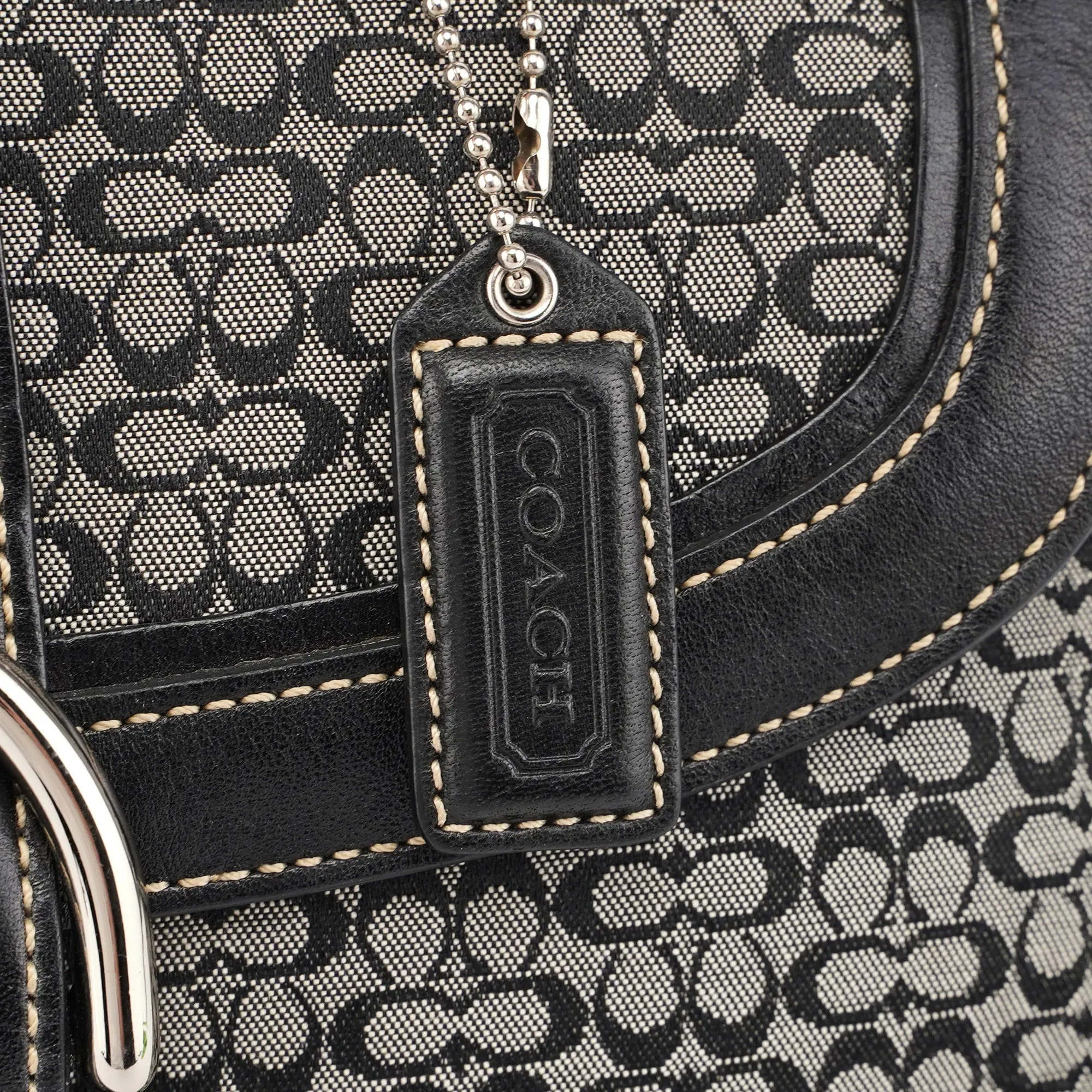 7078 Grey Signature C Soho Top Handle Bag