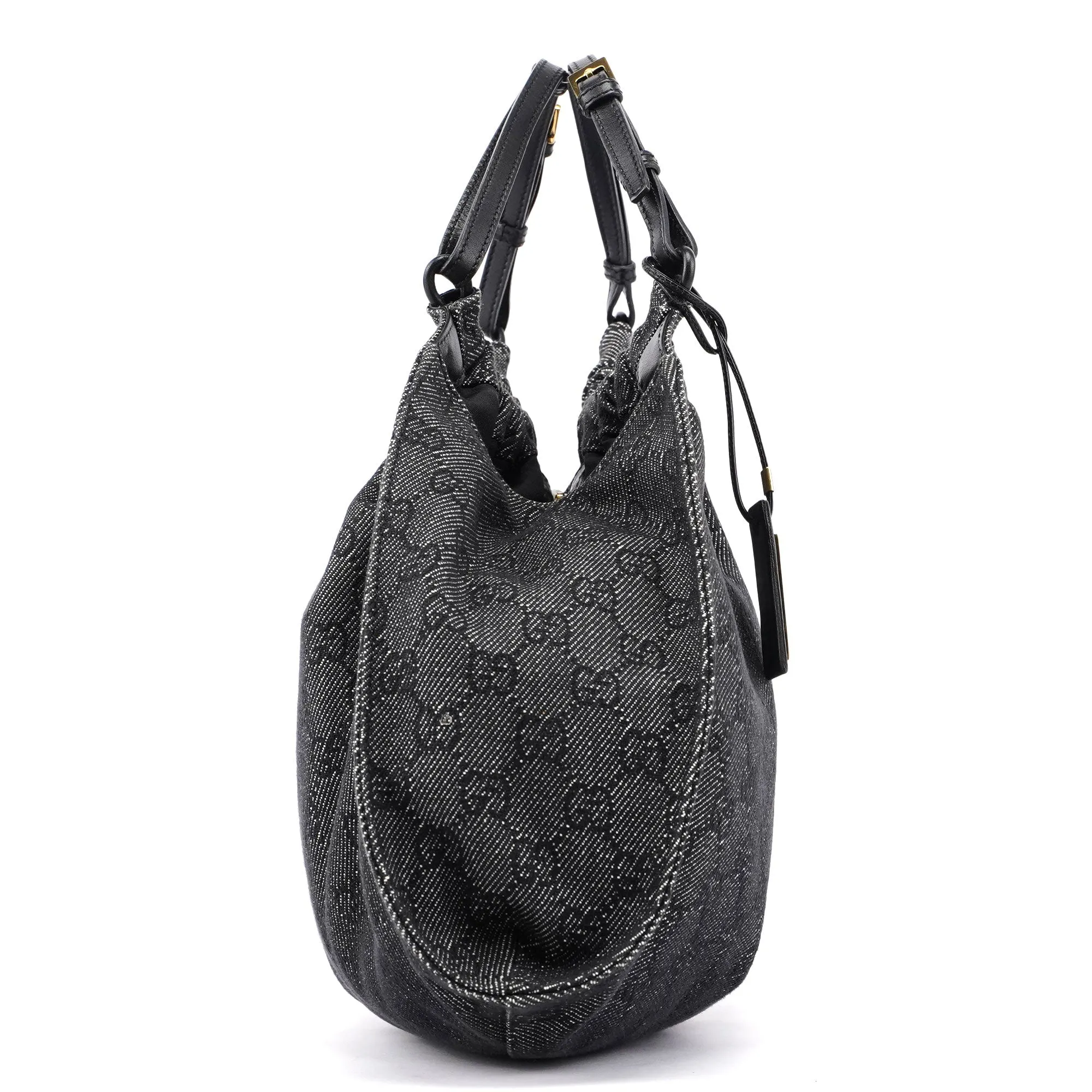 76554 Anthracite GG Denim Dual Handle Bag