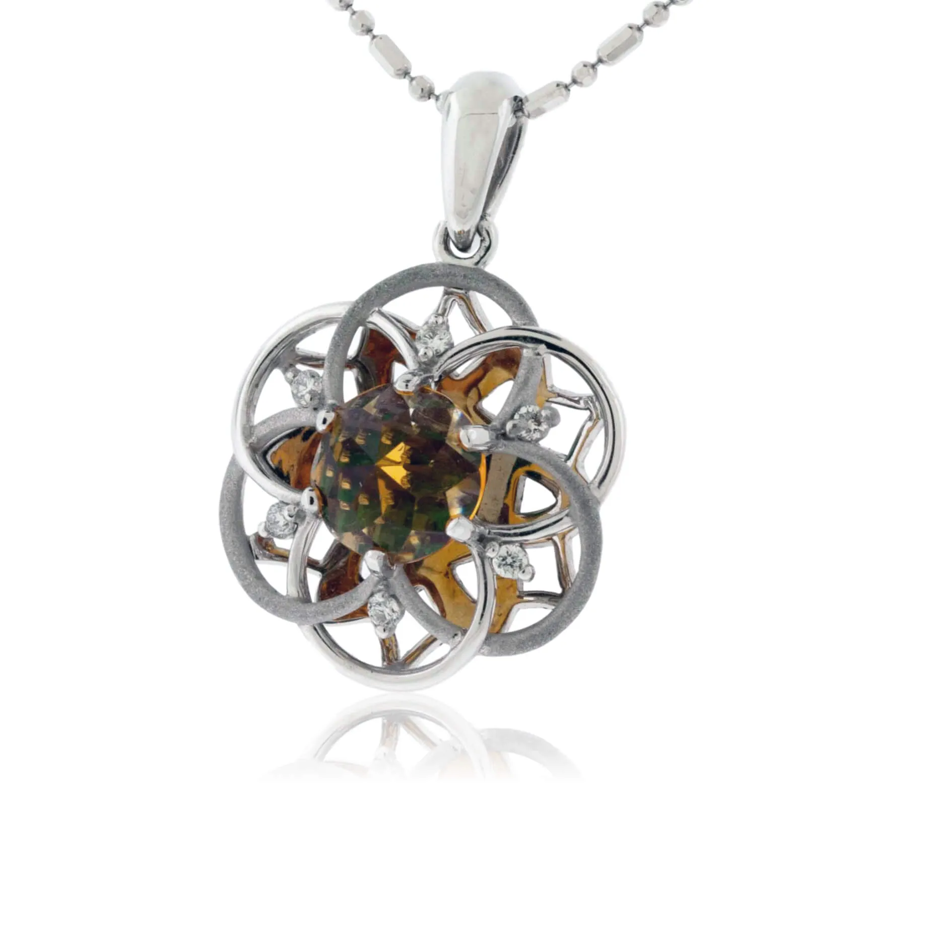 8mm Davinci Cut Citrine Pendant with Chain