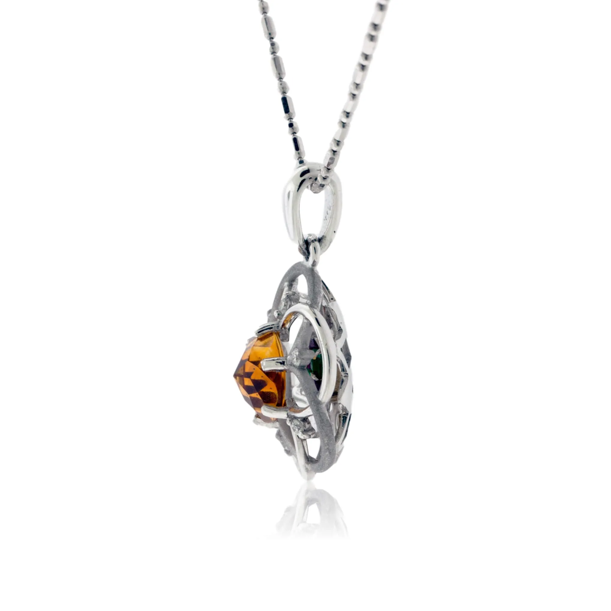 8mm Davinci Cut Citrine Pendant with Chain