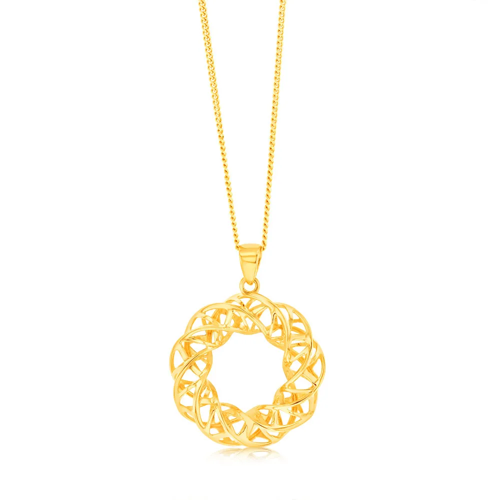 9ct Yellow Gold Mesh Circle Of Life Pendant