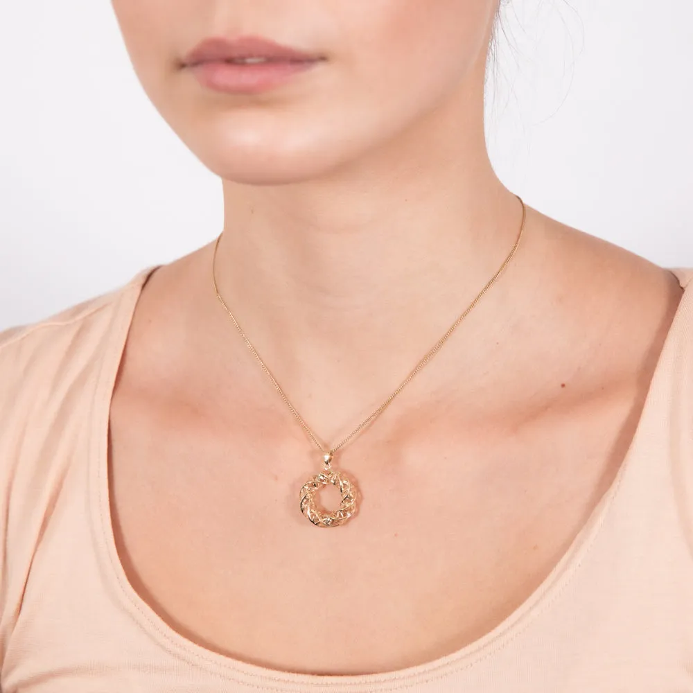 9ct Yellow Gold Mesh Circle Of Life Pendant