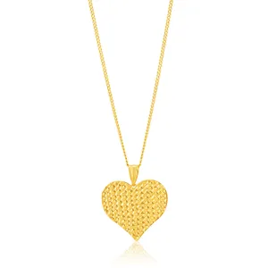 9ct Yellow Gold Mesh Heart Pendant