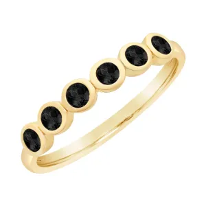 9K YG Round Bezel Set Dark Sapphire Dress Ring