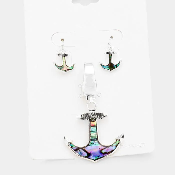 Abalone Anchor Pendant Set