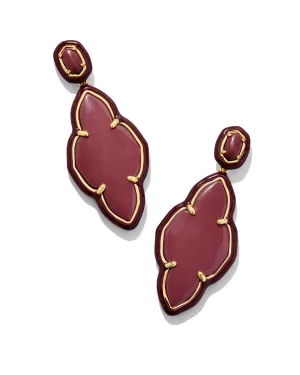 Abbie Enamel Frame Statement Earring in Gold Maroon Magnesite