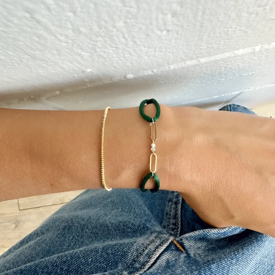 Adjustable Cord Bracelet - Diamond Link