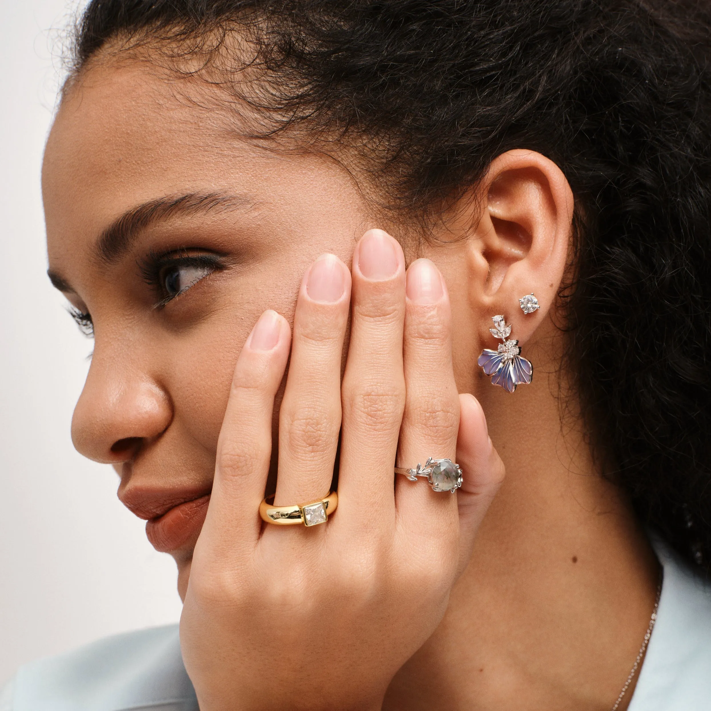 Adjustable Moss Agate Solitaire Ring