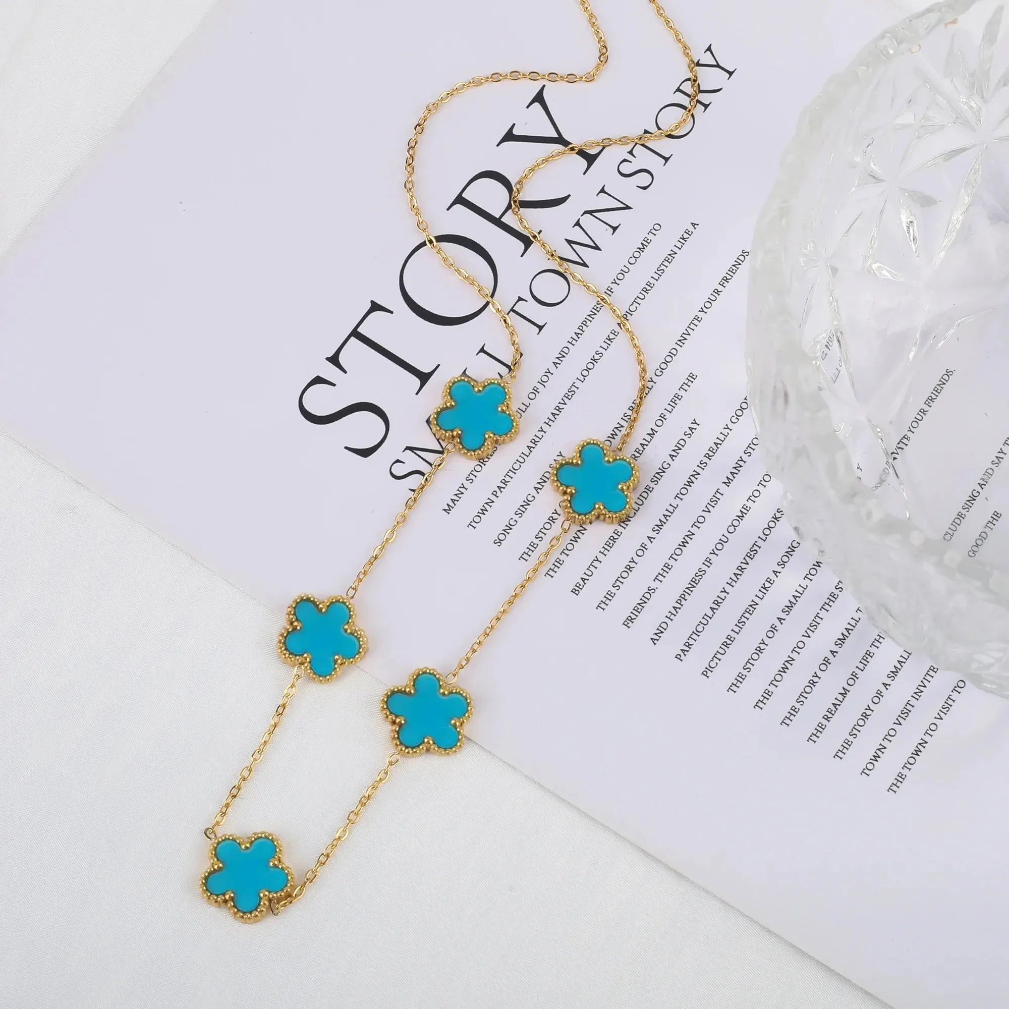Adjustable New Design Gold Plated Stainless Steel 316L Plant Flower Bracelet With Five Leaf Petals Women's Luxury Gifts Clover