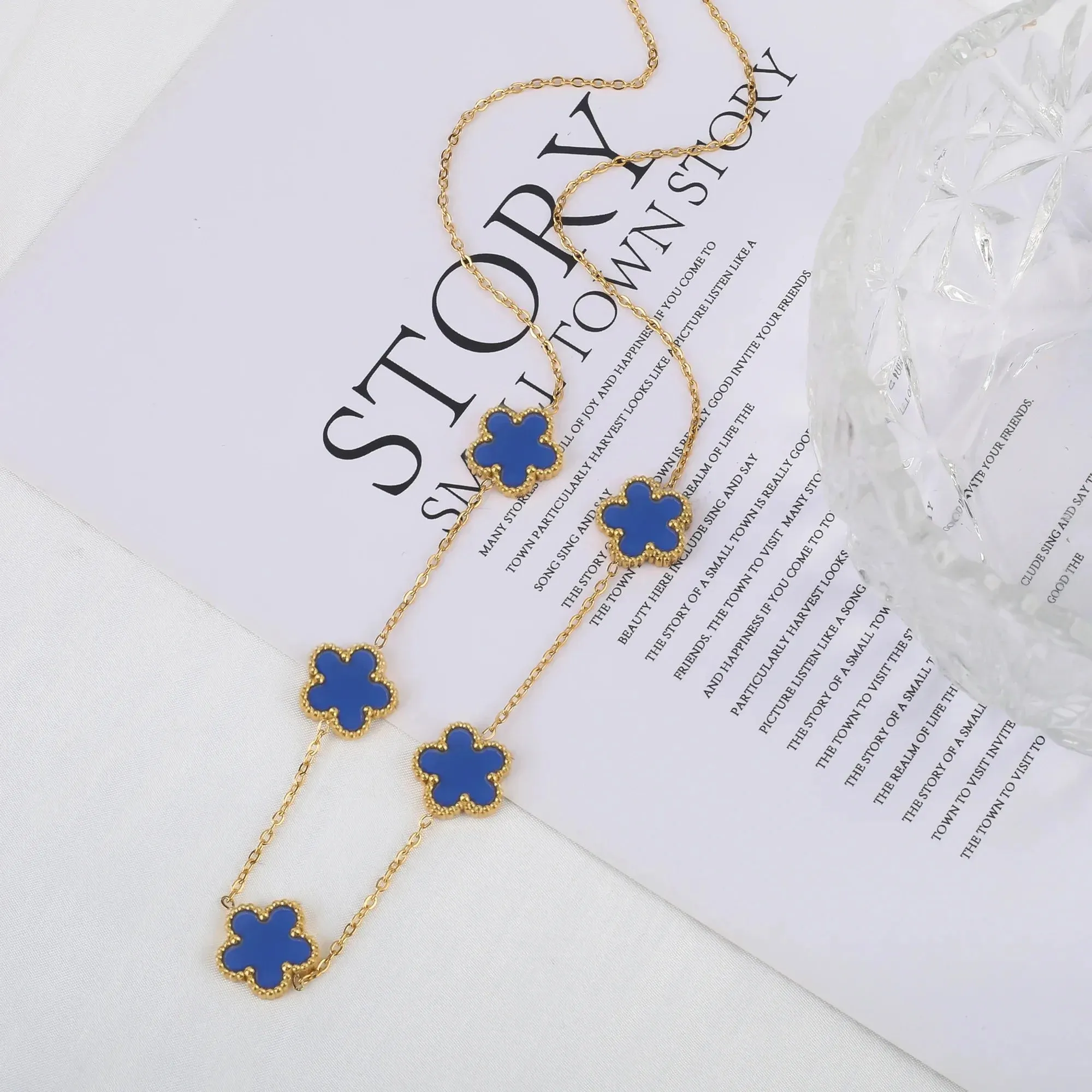 Adjustable New Design Gold Plated Stainless Steel 316L Plant Flower Bracelet With Five Leaf Petals Women's Luxury Gifts Clover