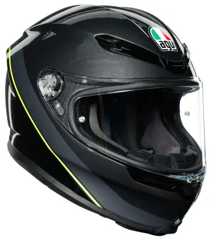 AGV K-6 Full-Face Motorcycle Helmet - Minimal Gun Metal/Black/Yellow F