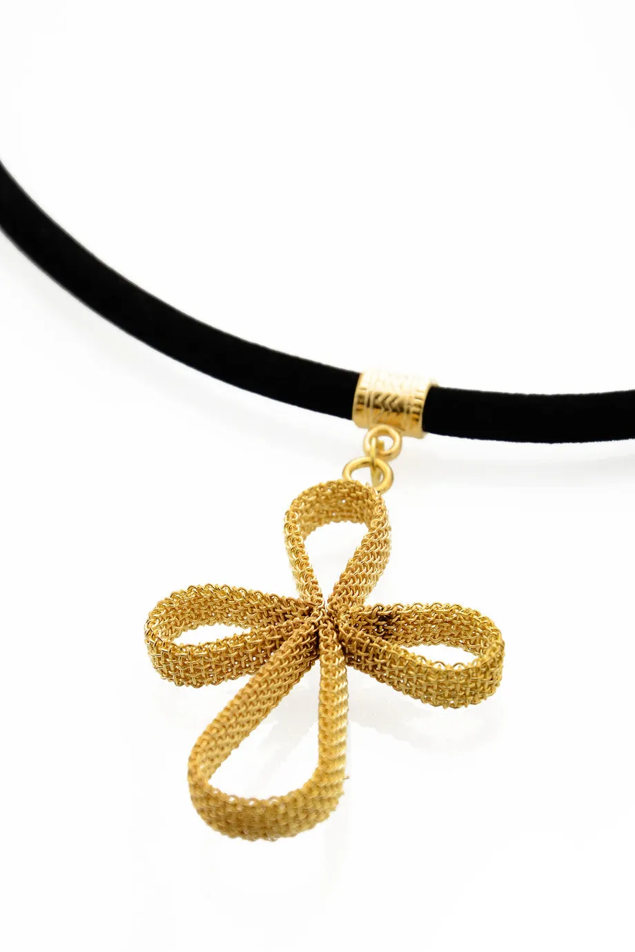 ALBERTO GALLETI CROSS Petal Black Velour Necklace