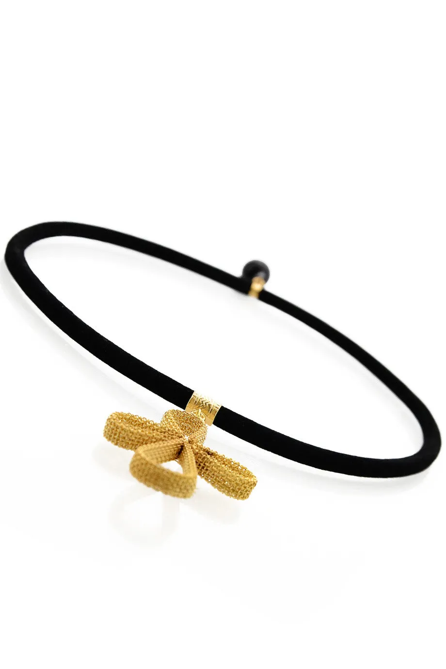 ALBERTO GALLETI CROSS Petal Black Velour Necklace
