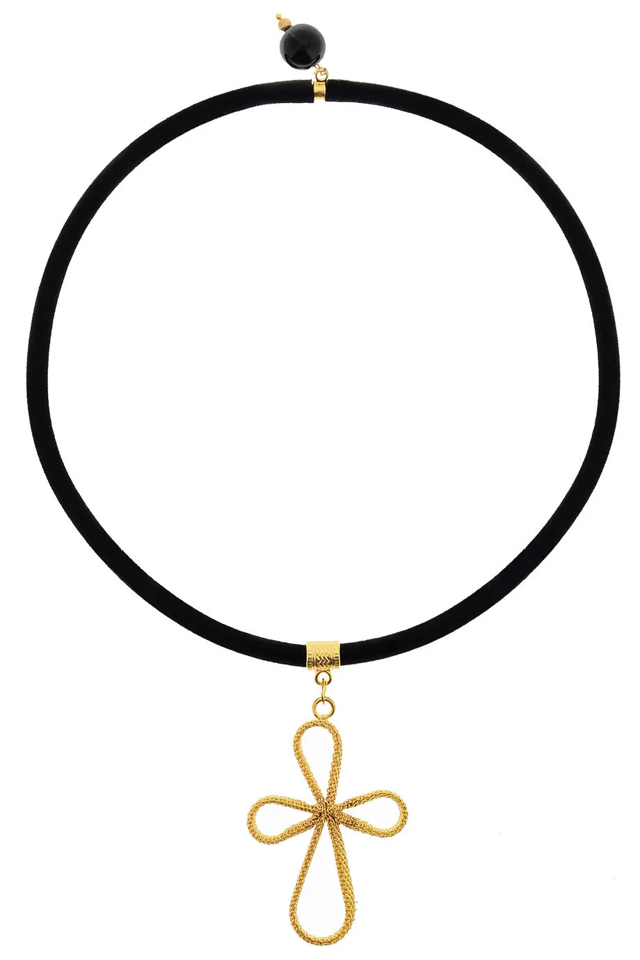 ALBERTO GALLETI CROSS Petal Black Velour Necklace
