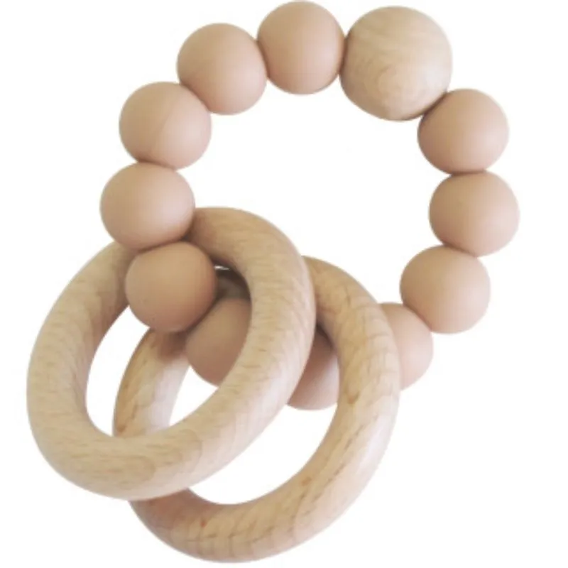 ALIMROSE Beechwood Teether Rings Set - Apricot