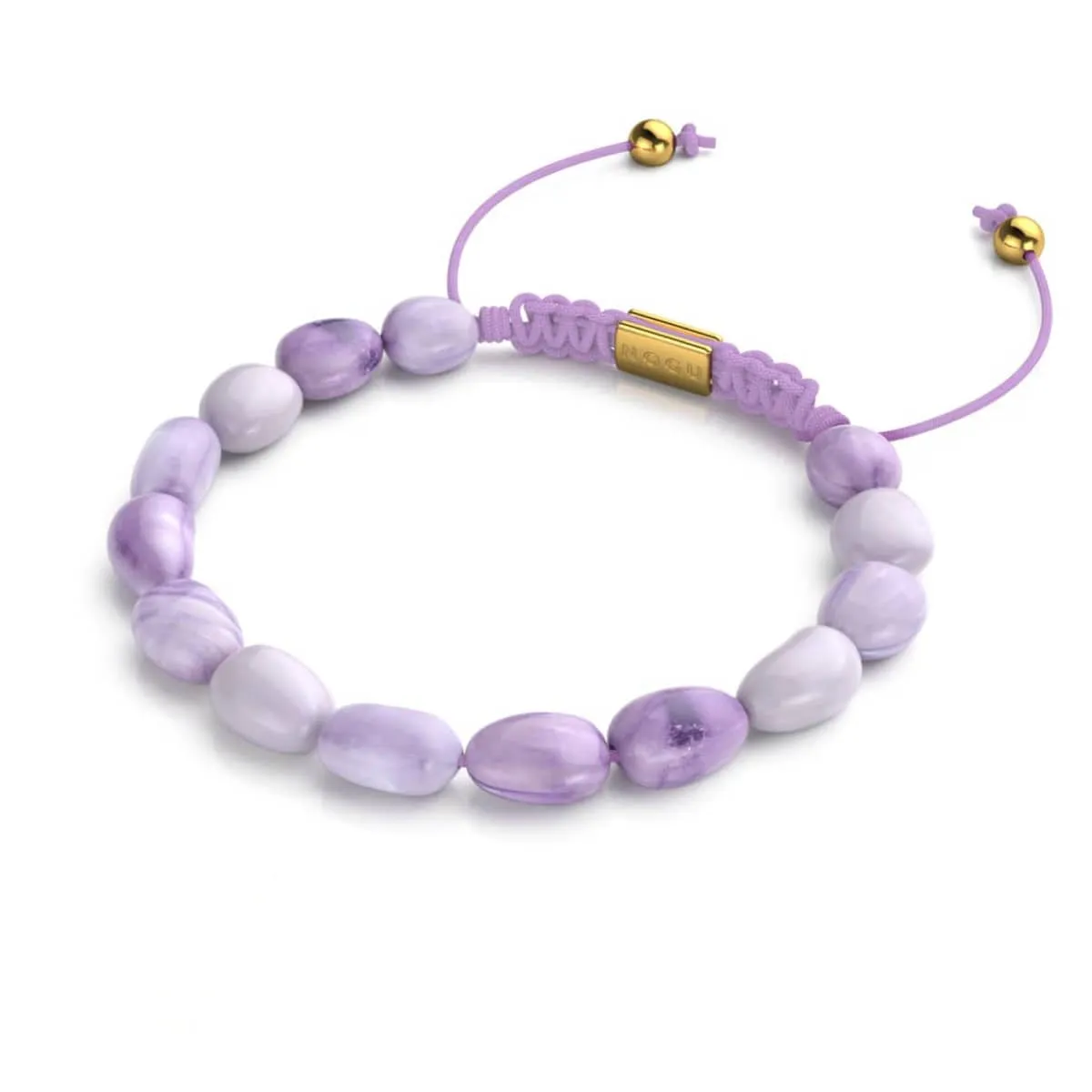 Amethyst | Gold | Gemstone Pebble Macrame Bracelet