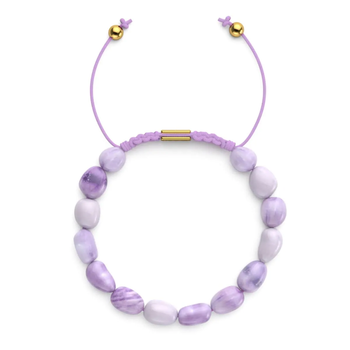 Amethyst | Gold | Gemstone Pebble Macrame Bracelet