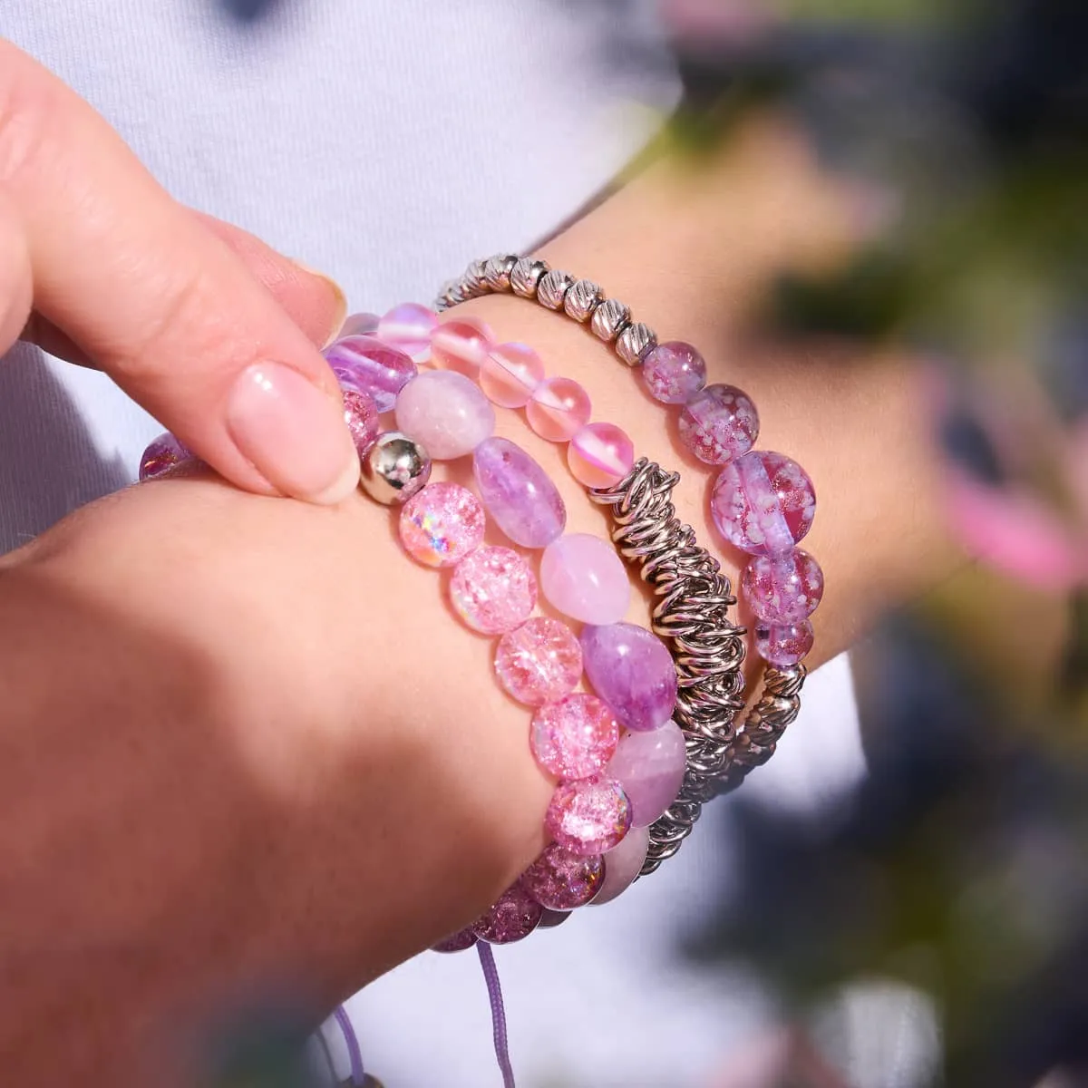 Amethyst | Gold | Gemstone Pebble Macrame Bracelet
