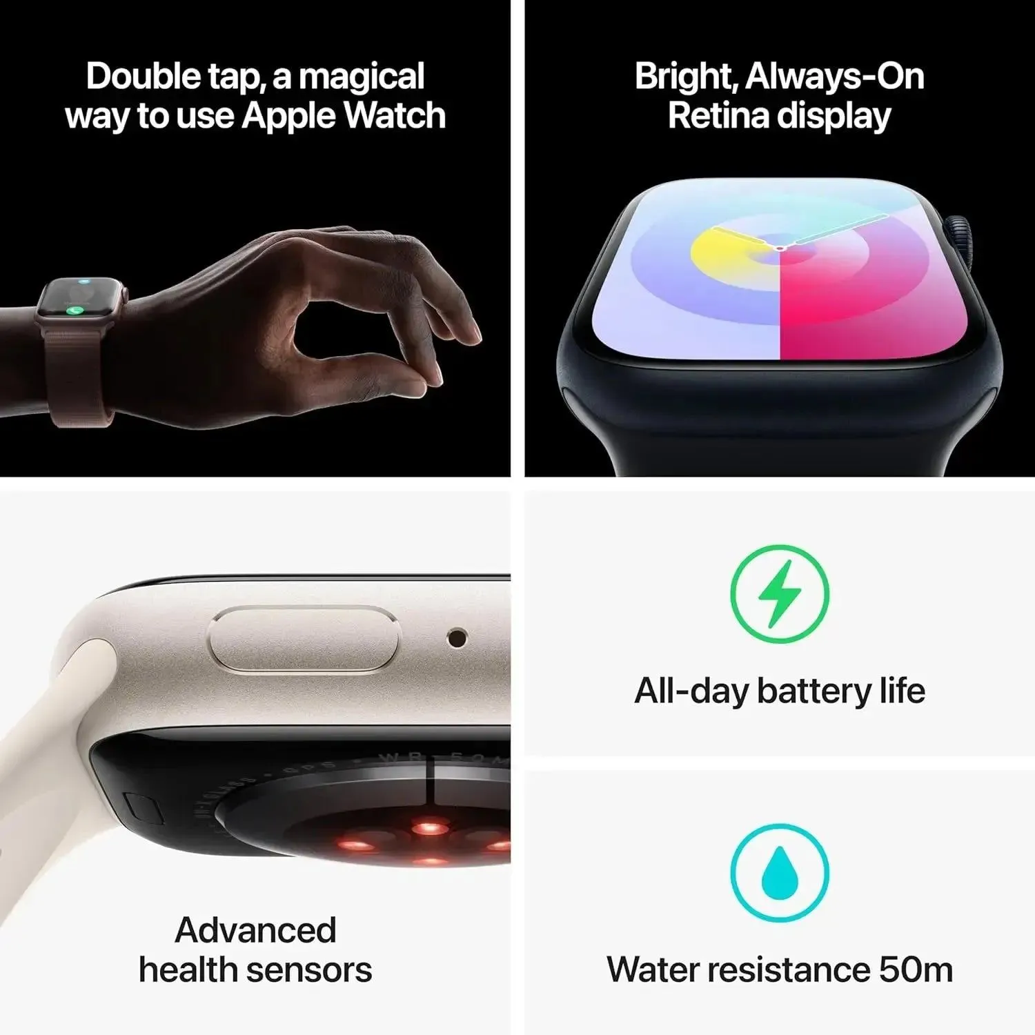 Apple Watch Series 9 (41mm/45mm) GPS Apple Watch S9 Aluminum Case with Sport Band iOS Smart Watch