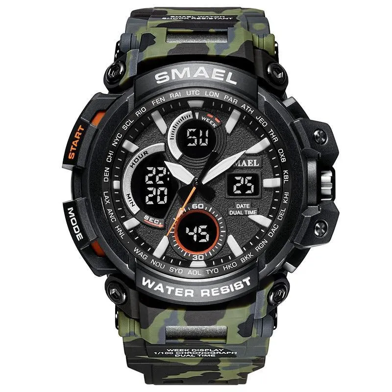 Army Green Modern Sport  Waterproof 50M Men Watches With LED Digital Display In Military Armi Relogio Masculino Style