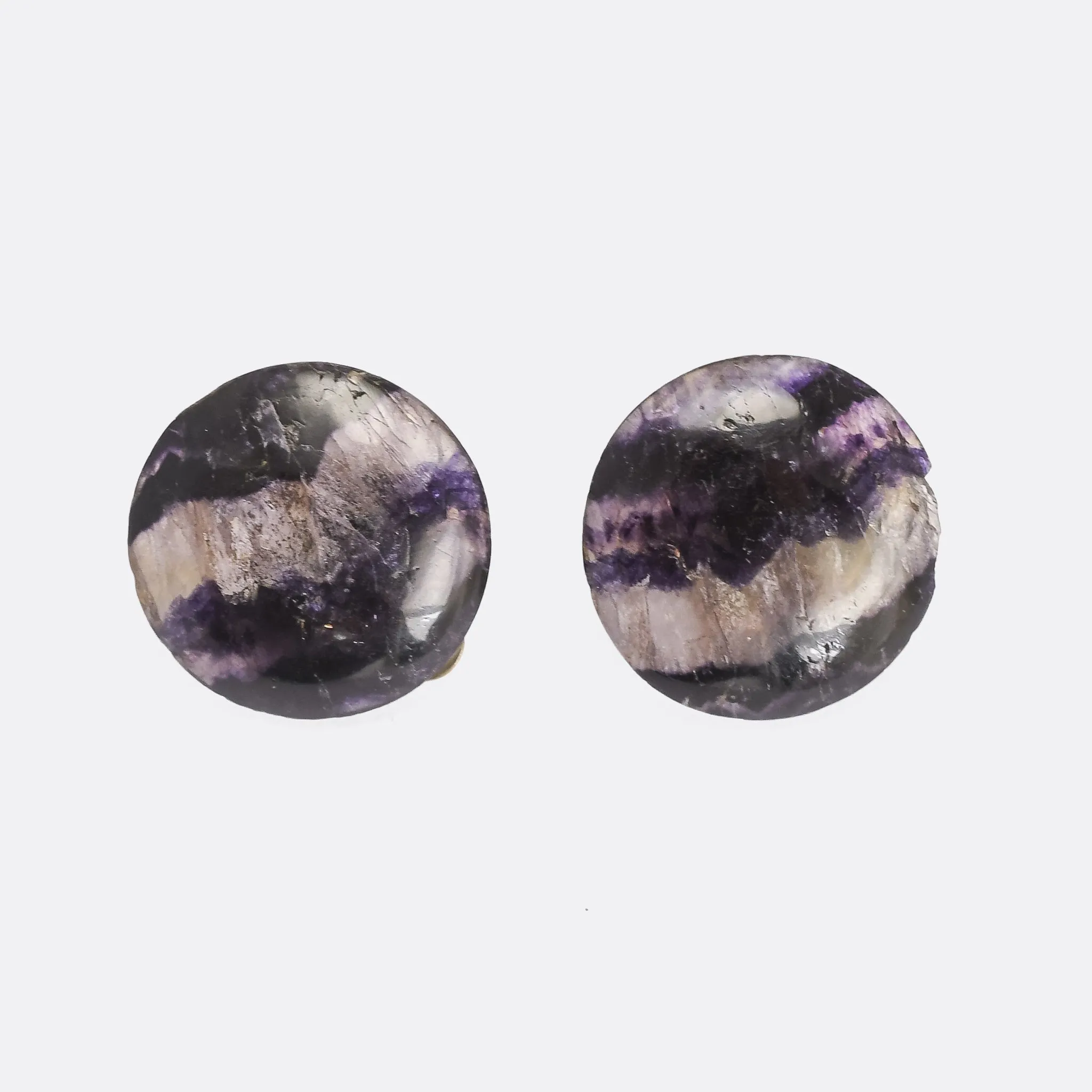 Art Deco Blue John Button Earrings