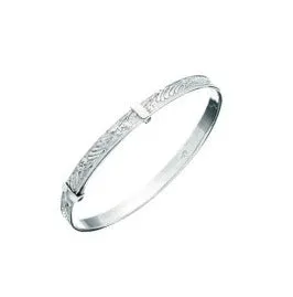 Baby Bracelets:  Sterling Silver Hand-made, Embossed Newborn Baby Bangles with Gift Box