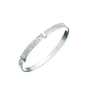 Baby Bracelets:  Sterling Silver Hand-made, Embossed Newborn Baby Bangles with Gift Box