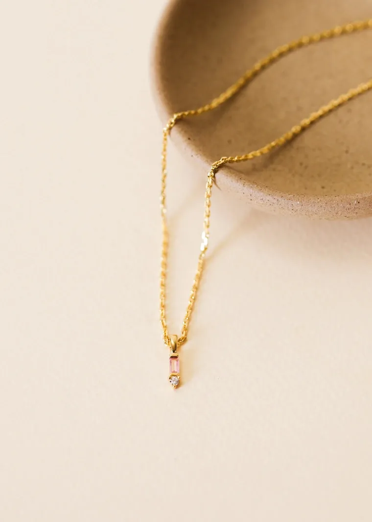 Baguette Drop Pendant Necklace