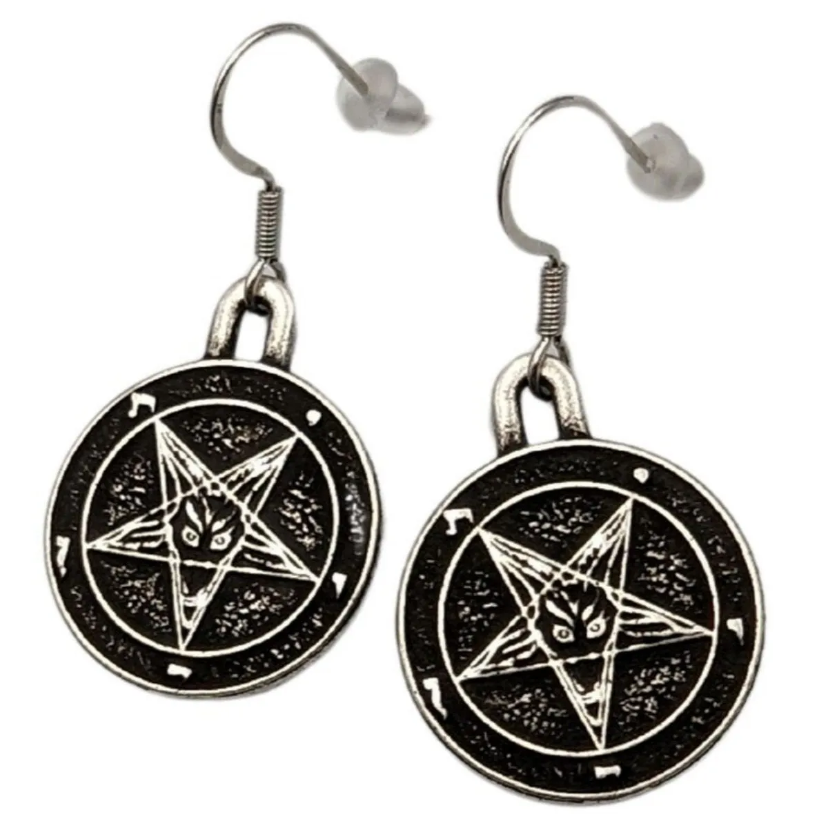 Baphomet symbol bronze earrings
