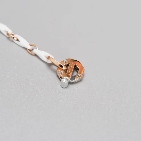 Baraka Cyborg Ceramic Chain Necklace -White Cermaic/ RG/ White Diamond