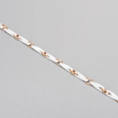Baraka Cyborg Ceramic Chain Necklace -White Cermaic/ RG/ White Diamond