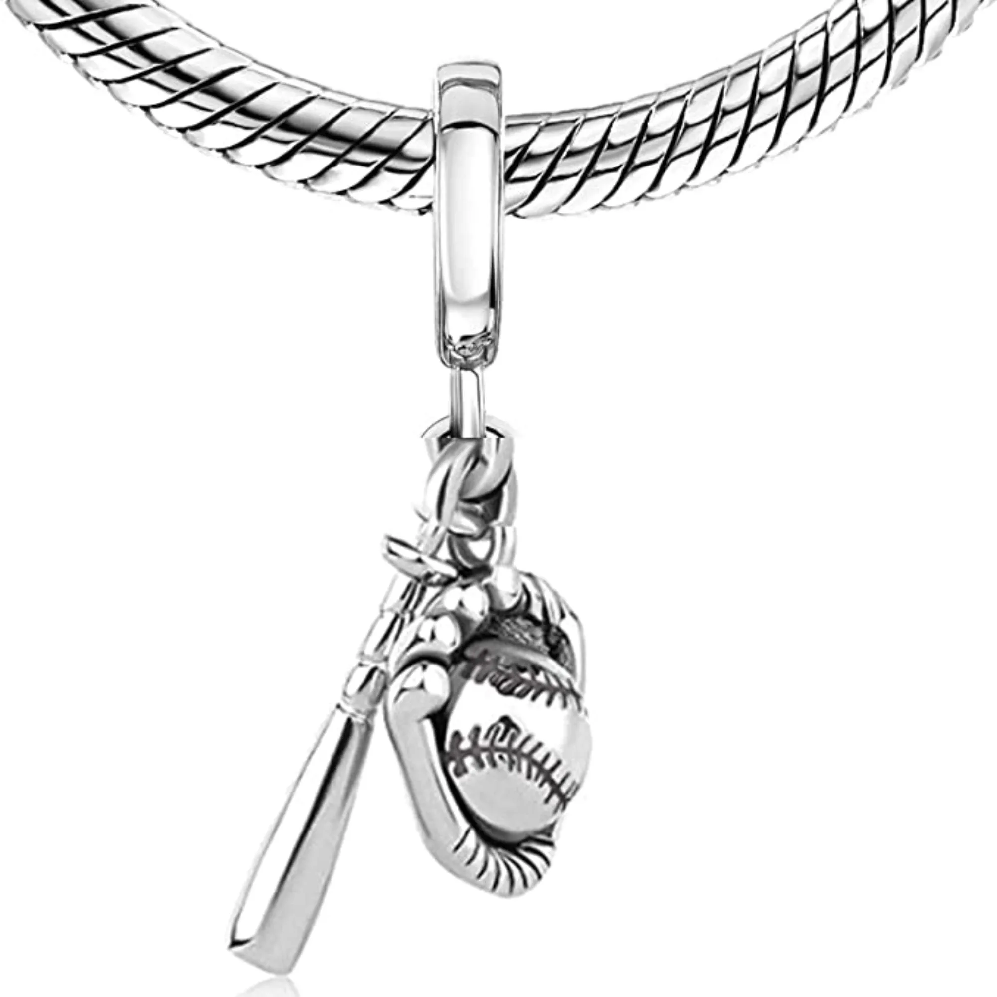 Baseball Bat Glove Dangle Pendant Charm