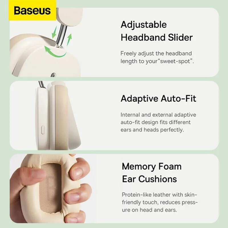 Baseus H1 Wireless Headphone 40dB ANC Active Noise Cancelling Bluetooth 5.2 Headset