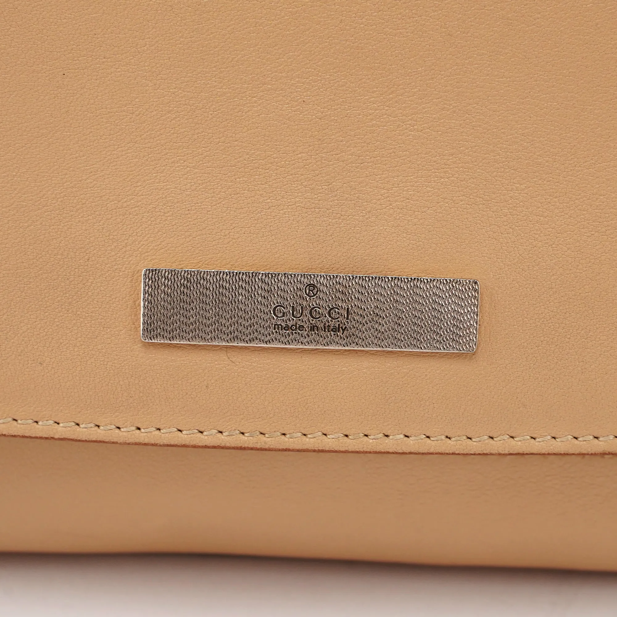 Beige Calfskin Chain Shoulder Bag
