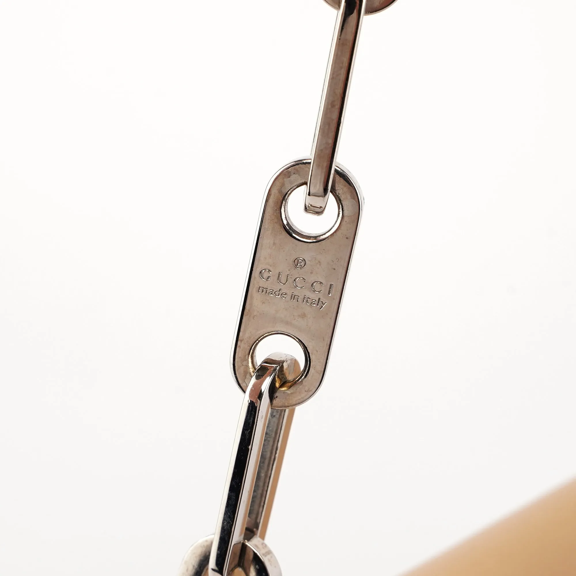 Beige Calfskin Chain Shoulder Bag