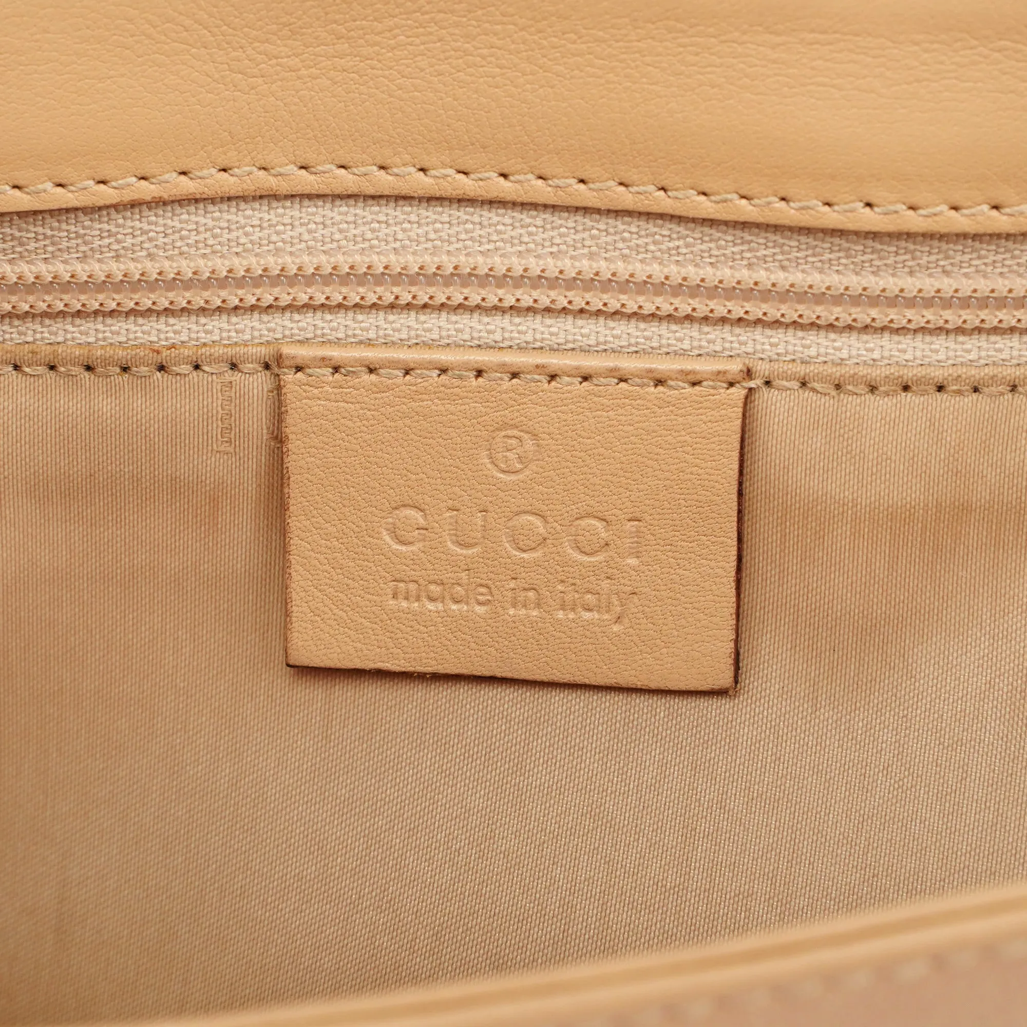 Beige Calfskin Chain Shoulder Bag