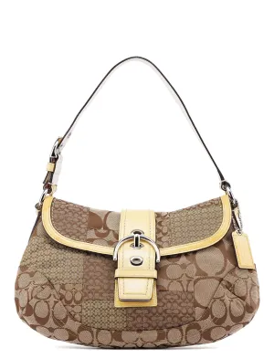 Beige Patchwork Signature C Soho Shoulder Bag