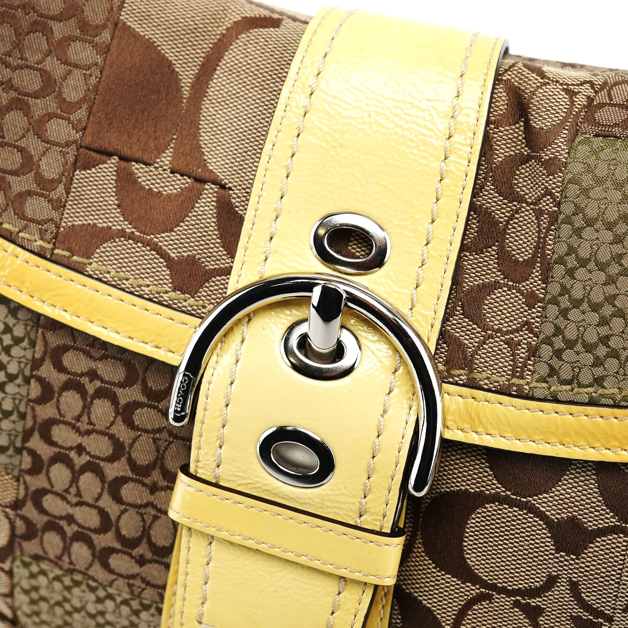 Beige Patchwork Signature C Soho Shoulder Bag