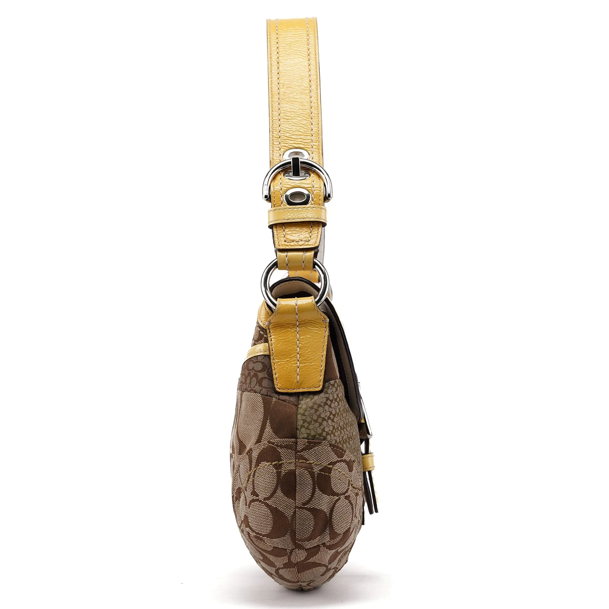 Beige Patchwork Signature C Soho Shoulder Bag