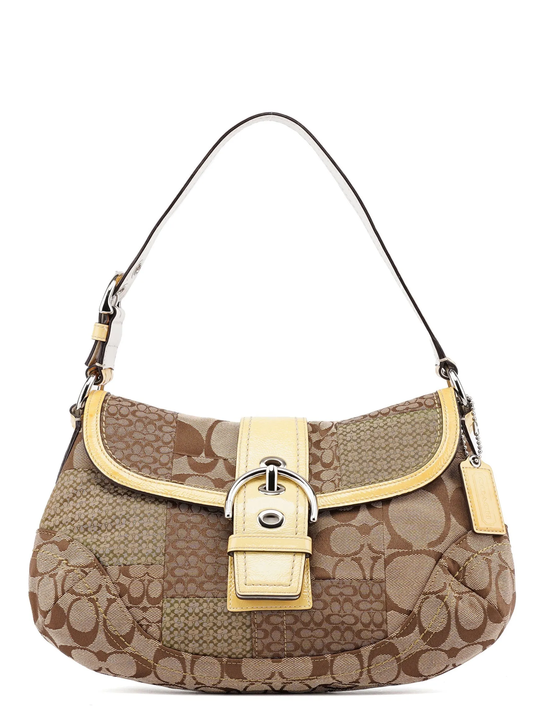 Beige Patchwork Signature C Soho Shoulder Bag