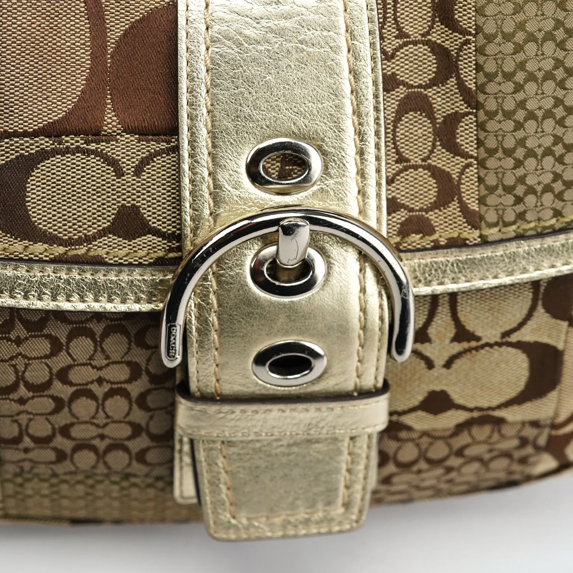 Beige Patchwork Soho Shoulder Bag