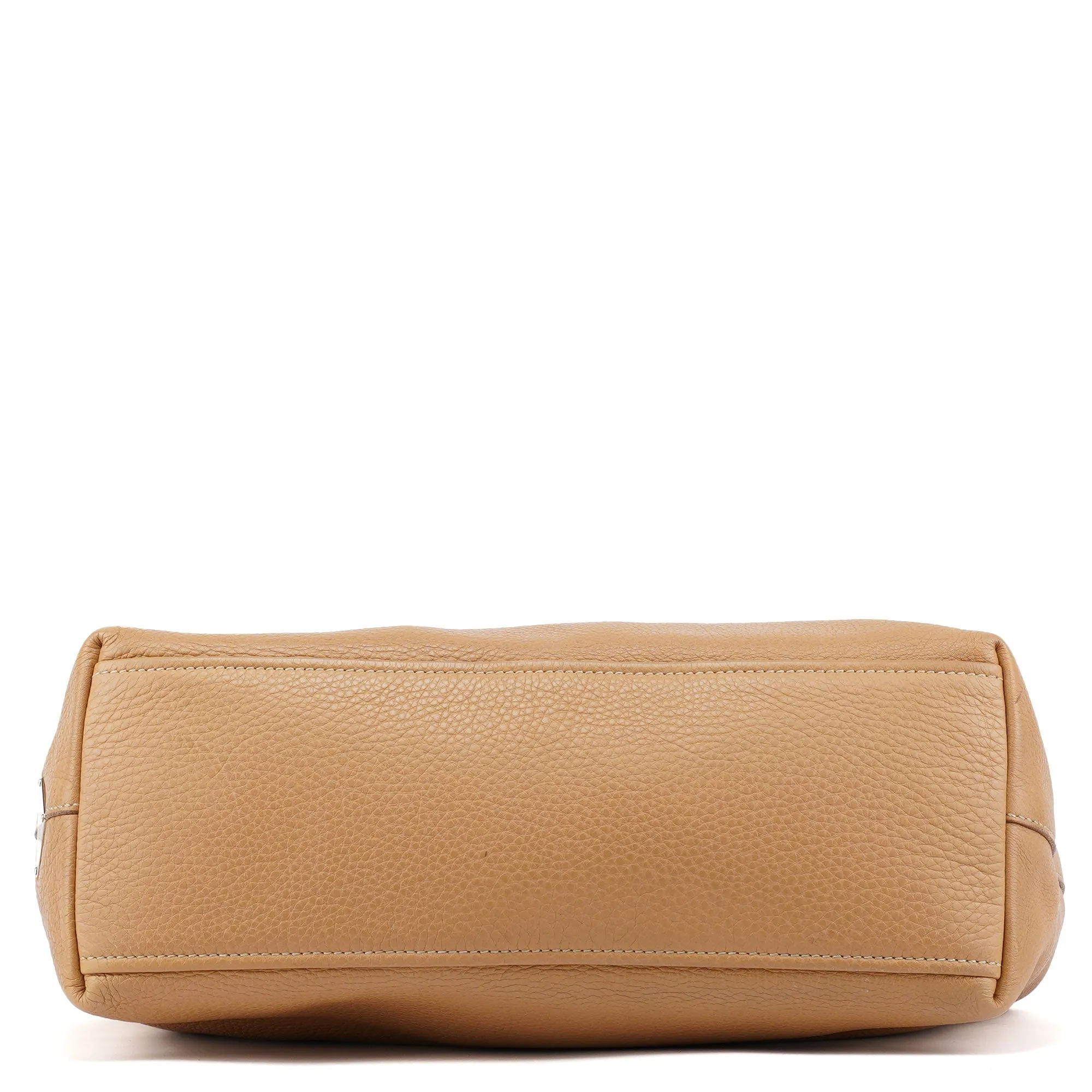 Beige Pebbled Leather Tote Bag